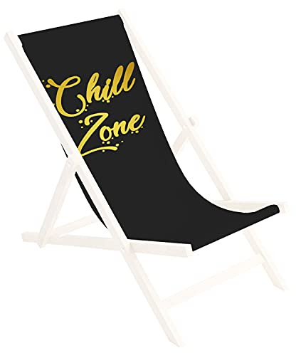 Ferocity Ersatz-Stoffbezug Wechselbarer Liegestuhl Stoffbezug 100% Polyester für Holz-Liegestuhl Klappliegestuhl Motiv Chill Zone [119]