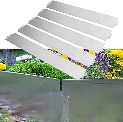 NAIZY Metall Rasenkante 15m-15 stück Mähkante Verzinkt 100 x 15 cm per Stück Anpassbare Flexibel Beetumrandung für Gartenpflanzen Gemüseanbau Floral, Silber