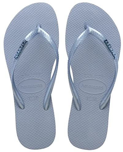 Havaianas Damen Slim Logo Metallic Flipflop, Ashley Blue, 39-40