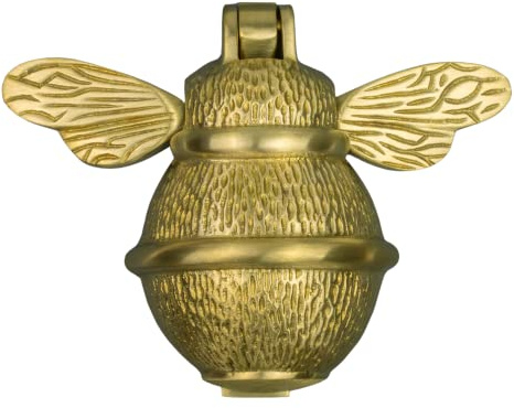 Bienen Türklopfer für Haustür | poliertes massives Messing | Messingklopfer mit Schließblech | UPVC | Bumblebee Haustür Möbel mit einzigartigem Design (Satin Brass Bee Türklopfer)