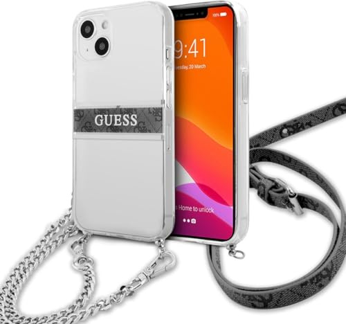 Guess GUHCP13SKC4GBSI Case for iPhone 13 Mini 5.4 Inches Transparent 4G Grey Strap Silver Chain