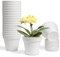 T4U 12,5 cm Plastik Blumentopf mit Untersetzer, 18er-Set Blumentöpfe Innen Übertopf mit Mehrere Ablauflöchern, Kleine Pflanzentopf Plant Pot, Blumentopf Weiß für Büro Balkon