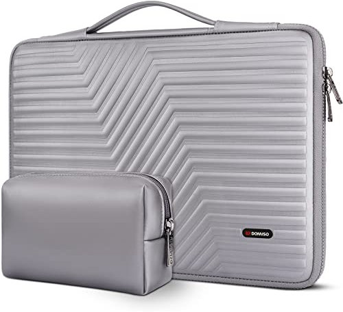 DOMISO 17 inch Laptop Sleeve with Handle Shockproof Waterproof EVA Protective Case for 17.3 Dell Inspiron/MSI GS73VR Stealth Pro/IdeaPad 320 321/HP Envy 17/LG Gram 17/ROG Strix GL702VS, Silver