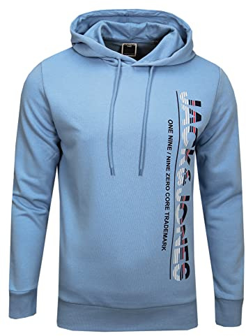JACK & JONES Herren Warmer Print Hoodie Logo Sweater Pullover Basic Kapuzen Sweatshirt JJELOGO