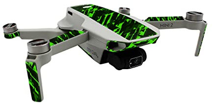 Finest Folia Schutzfolie kompatibel mit Drohne DJI Mini 2 und Controller Aufkleber Set passgenau wasserfest Skin Sticker Design Folie (Teilverklebung, R192-06 Future neon grün)