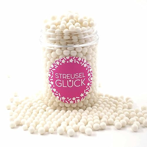Streusel Pure Love weiss 90g Zuckerperlen - STREUSEL GLÜCK - Zuckerstreusel Kindergeburtstag Weihnachten Tortendeko Cupcakes Muffins Christmas Kuchenstreusel Plätzchen Torte