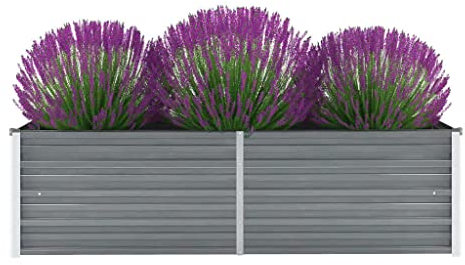 WIFESE Lit SuréLevé De Jardin Acier Galvanisé 160x40x45 Cm Gris Jardinieres Exterieur Jardiniere Bois Jardiniere Balcon Carré Potager Bacs ã Fleurs Rectangulaire
