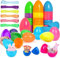 YeahBoom 24 Stück Ostereier Plastik,7cm Plastikeier Ostern,Gemischte Farben Kunststoff Ostereier,Ostereier zum Befüllen,Ostereier Deko,Zum Füllen von Süßigkeiten und Kindergeschenken an Ostern