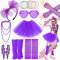 Ronilp 80s Fancy Dress For Women,1980s Fancy Party Purple Costume Accessories Set, Tutu Skirt Leg Warmers Necklace Bracelets Fishnet Gloves 80s Lace Bow Headband Earrings Sunglasses