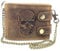 ayados Geldbörse Skull Motiv Herren Echt Leder Portemonnaie mit Hosenkette Geld-börse Portmonee Vintage Wallet Totenkopf (Skull Geldbörse mit Kette Braun :104(D/L))