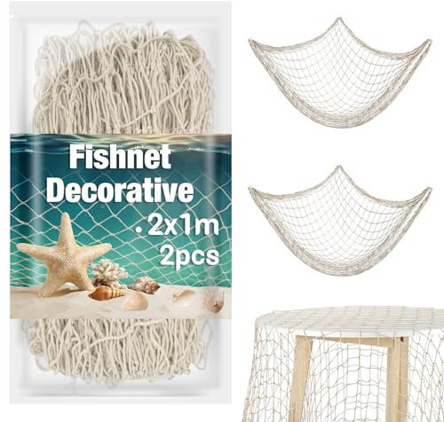 Fischernetz Deko Mesh Outdoor - Sukh 2 stück Fischer Netz Maritim Fischernetz Netz Meeres Fisch Fishing Fischnetz Maritime Dekoration Outdoor Zum Aufhängen