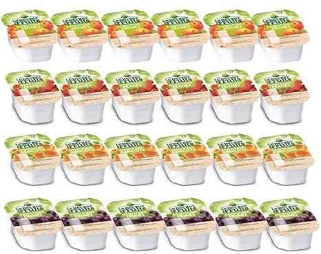 LE BERGER DES FRUITS | 24 barquettes de confiture assortie : Prune, Pêche, Abricot et Fraise | Portions Individuelles de 20 grammes à emporter partout