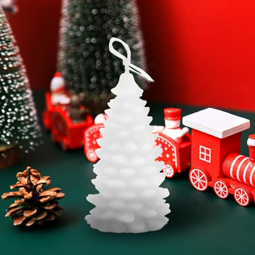 Candela a Forma di Albero di Natale, Candela Profumata di Natale Candela Decorativa per Relax Festa Vacanze Capodanno Regalo Decorazione (Bianco)