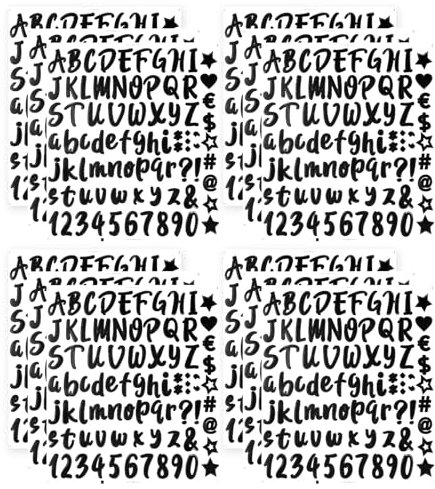 864 Stück 12 Blätter Buchstaben Nummern Zahlen Aufkleber Set, Selbstklebende Satzzeichen Scrapbooking Aufkleber Vinyl Wasserdichte Aufkleber für DIY Briefkasten Schilder Tür Hausnummer(Schwarz, 1Zoll)