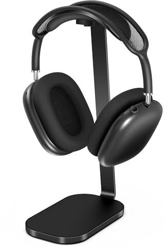 VICHYIE Headphone Stand for AirPods Max, Headset Holder with Aluminum Supporting Rod, Heavy Base Desk Stand Headphones Support Accessory for All Headphones - Black