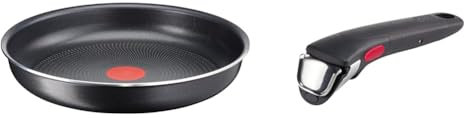 Lagostina Ingenio Essential Plus Padella Ø 28 cm, Padella Antiaderente in Alluminio per Gas e Forno & Ingenio Induction Manico Rimovibile Resistente fino a 10 kg, Fissaggio Sicuro a 3 Punti