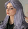 VEBONNY Peluca Bob Larga Lila Azul con Flequillo a Cortina, Peluca Sintética de Color Púrpura Claro Recta Natural para Mujeres Blancas, Peluca Cosplay Sin Pegamento VEBONNY-330