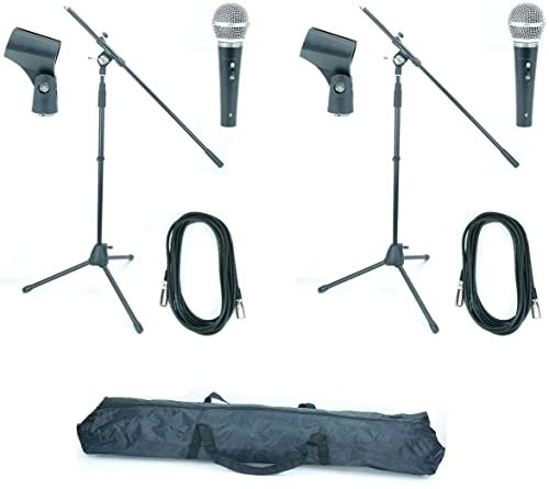 2 x PACCS HMKSBK Mikrofon Set: Mikrofonstativ Mikrofonständer + Gesangsmikrofon + 5m Kabel incl. Tasche