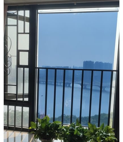 GTPBAO Rollos Balkon-Fensterjalousien, Sonnenschutz, Reflektierend, Saugnapfmontage, Verdunkelungsrollo für Terrassen, Arbeitszimmer, Blaue Folie(100x200cm/39.4x78.7in)