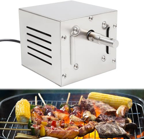 Bazargame Edelstahl Grillspieß Motor 60KG BBQ-Röster Spanferkelgrillmotor Elektromotor Drehspieß Rotisserie Drehspieß