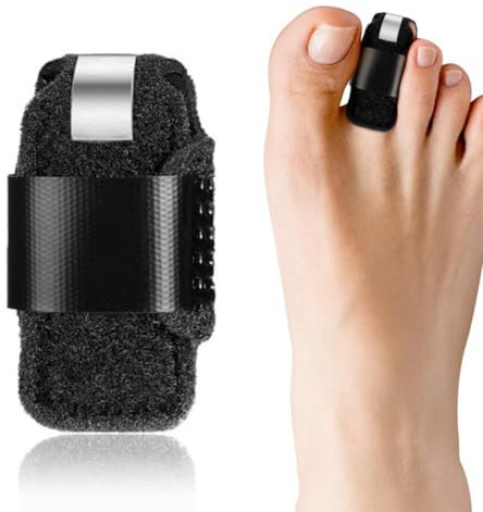 AFCJLTO Férula para Dedo en Martillo, Férula para Dedo, Férulas Ajustables para Dedos de Pie, Tratamiento para Fracturas, Esguinces y Dedos en Martillo, Soporte en Forma de U, Color Negro (1 Paquete)