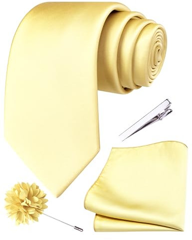 Branduce Krawatten- und Anstecknadel-Set für Herren, 8 cm, hellgelb, general