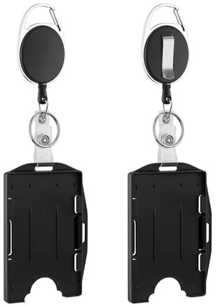 Mecool Lot de 2 porte-badges rétractables double face avec mousqueton