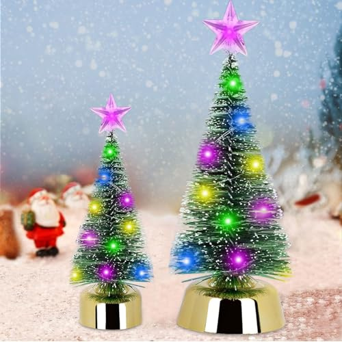 2 Stück Weihnachtsbaum, Tannenbaum Künstlich, Weihnachtsbaum Künstlich, LED Weihnachtsbaum Klein, Weihnachten Dekoration, Weihnachtsdeko Tisch, Mini Tannenbaum Weihnachts Tischdeko (13cm+19cm)