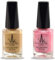 (2Pcs Set) Henna Infused Halal Nail Polish Water Permeable Nail Polish Vegan Long lasting Nail polish (Enchanted Pink, Golden Beige)