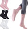 3 Paar Pilates Socken mit Griffen Anti-Rutsch-Kräuselung Yoga Socken Grip Socken für Ballett Tanz Barfuß (DE/NL/SE/PL, Alphanumerisch, Einheitsgröße, Regular, Regular, 3 Paare - Schwarz+Weiß+Rosa)