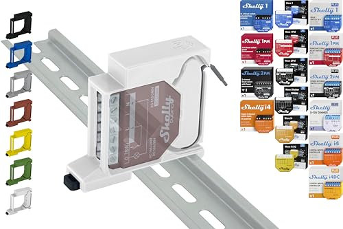 Supporto per guida Single per 18 Shellys: 1 Gen3,1PM Gen3,2PM Gen3,i4 Gen3,Plus 1,Plus 1PM,Plus 2PM,Plus i4,Plus 0-10V Dimm,Wave 1,Wave 1PM,Wave 2PM,Wave Shutter,Wave i4 (bianco))
