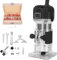 Hoapin Fresatrice per Legno 800W, Rifilatore per Legno per Lavorazione del Legno Rifinitura Scanalatura Intaglio, Fresatrice Verticale Legno con 15 pezzi Mandrino 6.35mm