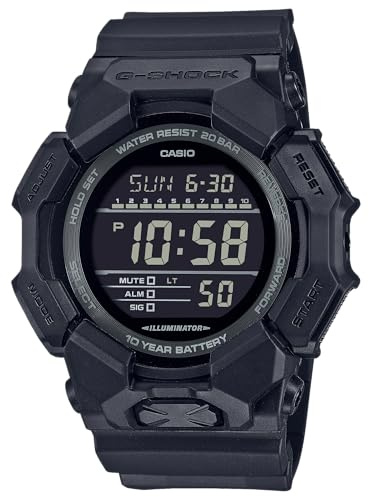 G-Shock Casio GD-010-1A1 Digital-Armbanduhr, Kunstharz, Schwarz, Schwarz