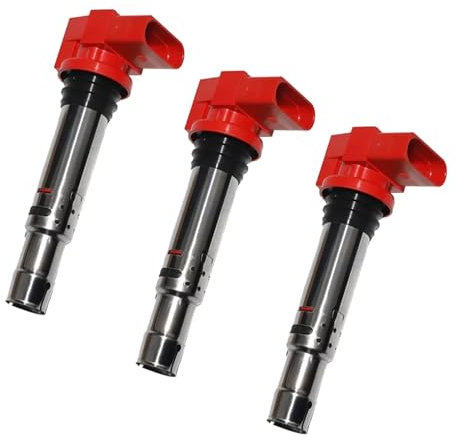 3-teilige Zündspule, kompatibel mit Skoda Fabia I 6Y 1.2L 2003 2004 2005 2006 2007 2008, kompatibel mit Volkswagen VW, kompatibel mit Polo 9N, kompatibel mit Audi A8L, Zubehör 036905100