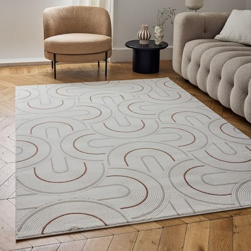 THE RUGS Carmel Modern Area Rug - Stain-Resistant, Non-Shedding, Durable Rugs for Living Room and Bedroom [ Wave Terra, 200x290 cm ]