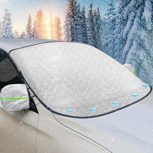 Lureon Frontscheibenabdeckung Winter mit 5 Magneten - Schutz vor Schnee, Staub, EIS, Sonne & Strahlung -Scheibenabdeckung Auto Frontscheibe- Windschutzscheibenabdeckung & Autoscheibenabdeckung