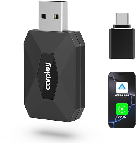 Wireless CarPlay Adapter, 2026 Upgrade 3X Schnelleres Auto-Verbindung & Keine Latenz, Plug & Play, Bluetooth 5.3 & WiFi 6, iOS 10+/Android 10+, 927+ Autos (Dual-System für Apple & Android, Schwarz)