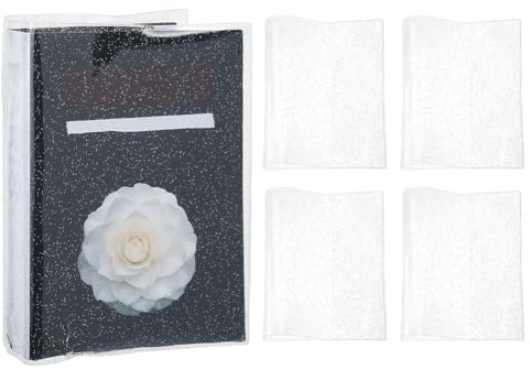 SUPERFINDINGS 5 Stück A5 Glitter PVC Buchumschläge Klare Hüllen für A5 Größe Plastik Bücher Schutzfolien für Planer Notizbücher Kartenalben Bücher Tagebücher