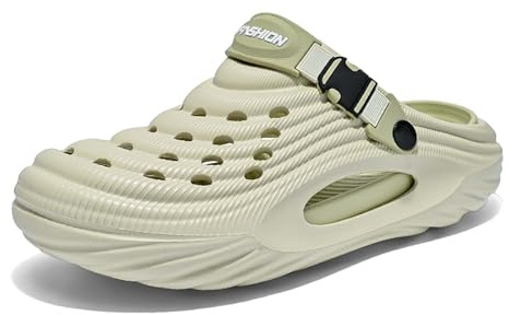Zapatos de jardín zapatillas hombre verano sandalias al aire libre zapatos agujero sandalias casa media arrastre tendencia zapatos de playa, verde, 41 EU