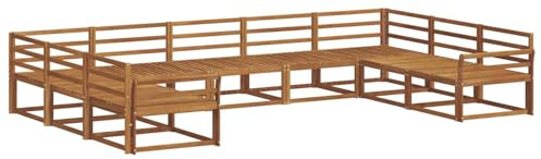 vidaXL Outdoor-Sofagarnitur 9 pcs Natur Massivholz Akazie, Outdoor modernes Sofa Set, robuste Patiosammlung, vielseitige Gartenmöbel, Sectional Lounger für Entspannung im Hinterhof