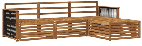 vidaXL Outdoor-Sofagarnitur Natur 249 x 162,5 x 73 cm, Garten Sofa, modernes Lounge Set, entspanntes Terrassenmöbel für chillige Stunden, bequem und stylisch