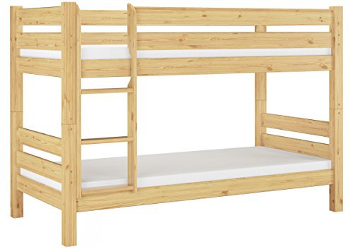 Erst-Holz® Teilbares Etagenbett Massivholz Kiefer 90x200 + Matratze Hochbett Doppelbett 60.11-09Ni070M