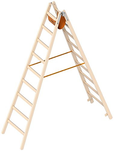 Layher Holzleiter Stehleiter nach Ö-Norm 1053 9 Sprossen Arbeitshöhe 3,85 m