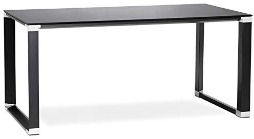 KoKoon OT00190BL WARNER Bureau Verre Noir 80 x 160 x 73 cm