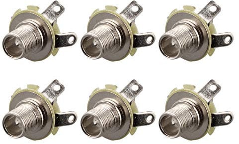 Futheda 6Pcs Guitar Jack Socket Input Output Silver 6.35mm(1/4 inch) Jack For Electric Guitar or Bass Accessories ST SQ LP TL PB JB Electric Guitar Line Output Jack Replacement