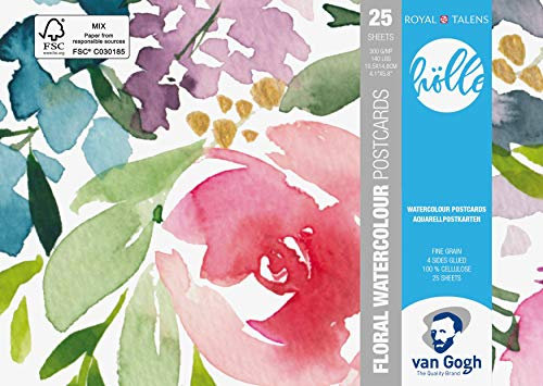 Van Gogh Aquarellpapier - Frau Hölle Edition Postkarten - A6 10,5x14,8cm - 25 Blatt - 300gsm säurefreier Zellstoff - feinkörnige Textur - ideal für Aquarelle, Acryl, Gouache