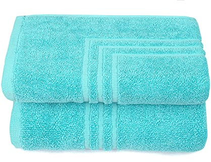 MAURAHOME - 2er Pack Badvorleger, Frottee Duschvorleger, 100% Baumwolle Badematte 50x70cm, Badteppich Türkis, Badvorleger rutschfest Waschbar, Badezimmerteppich, Schnelltrocknend Duschvorleger