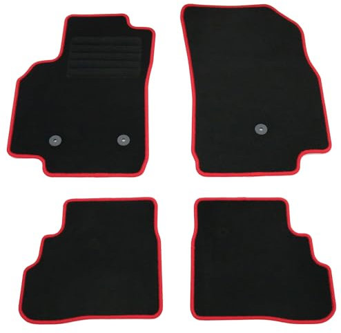 AD Tuning HG15595-ROT Fußmatten Set (4teilig) Schwarz Rot Autoteppiche Matten