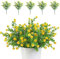 TSHAOUN Lot de 5 Bouquets de Fleurs Artificielles, Plantes de Verdure Résistantes aux UV pour Extérieur,Intérieur,Balcon,Jardin,Bureau,Mariage,Fête Décor (Jaune)