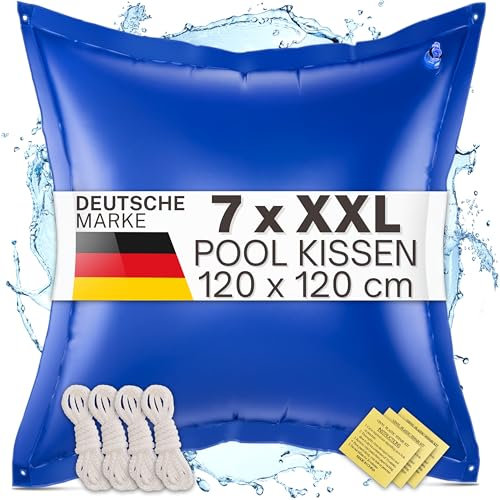 bonsport 7 x Poolkissen XXL Winter 120x120cm - JETZT NEU: DOPPELT VERSCHWEISST - Luftkissen zur Pool Überwinterung Kissen groß - Poolpolster Winterkissen, blau